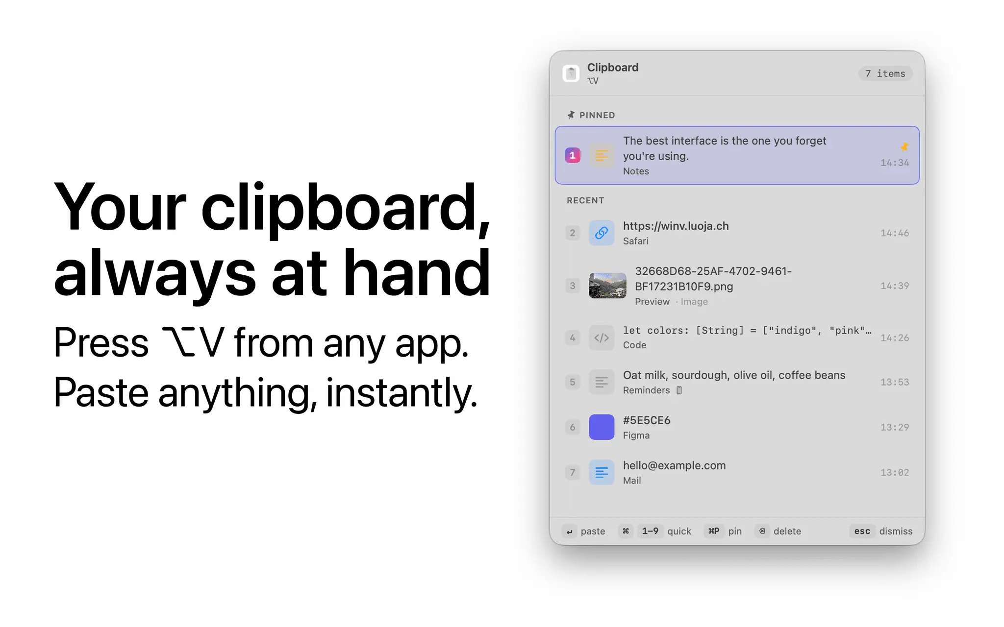 Screenshot 4 of WinV — Clipboard History for macOS