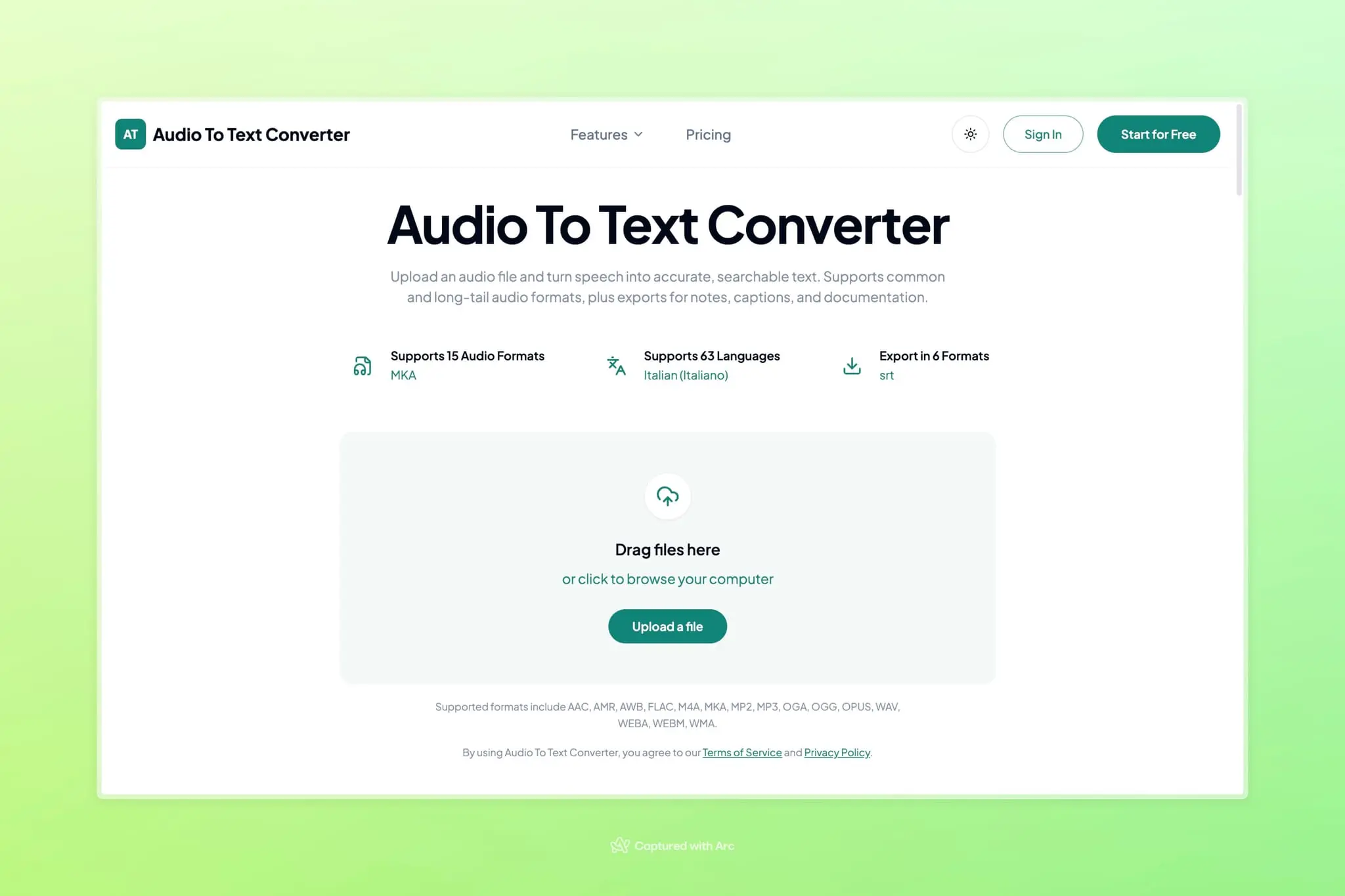 Screenshot 1 of Audio To Text Converter
