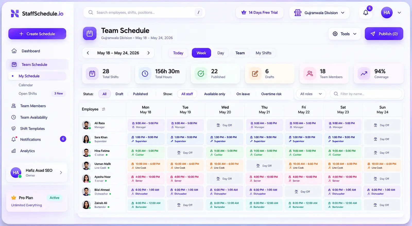 Screenshot 1 of Staff Scheduling