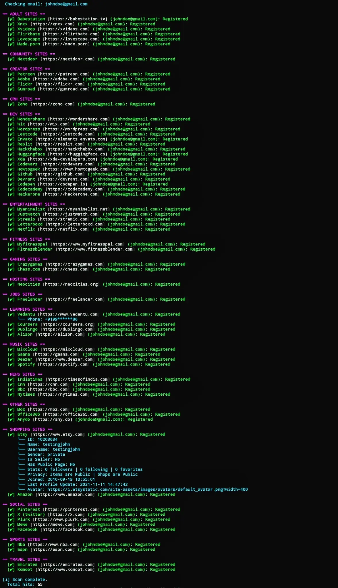 Screenshot 2 of user-scanner