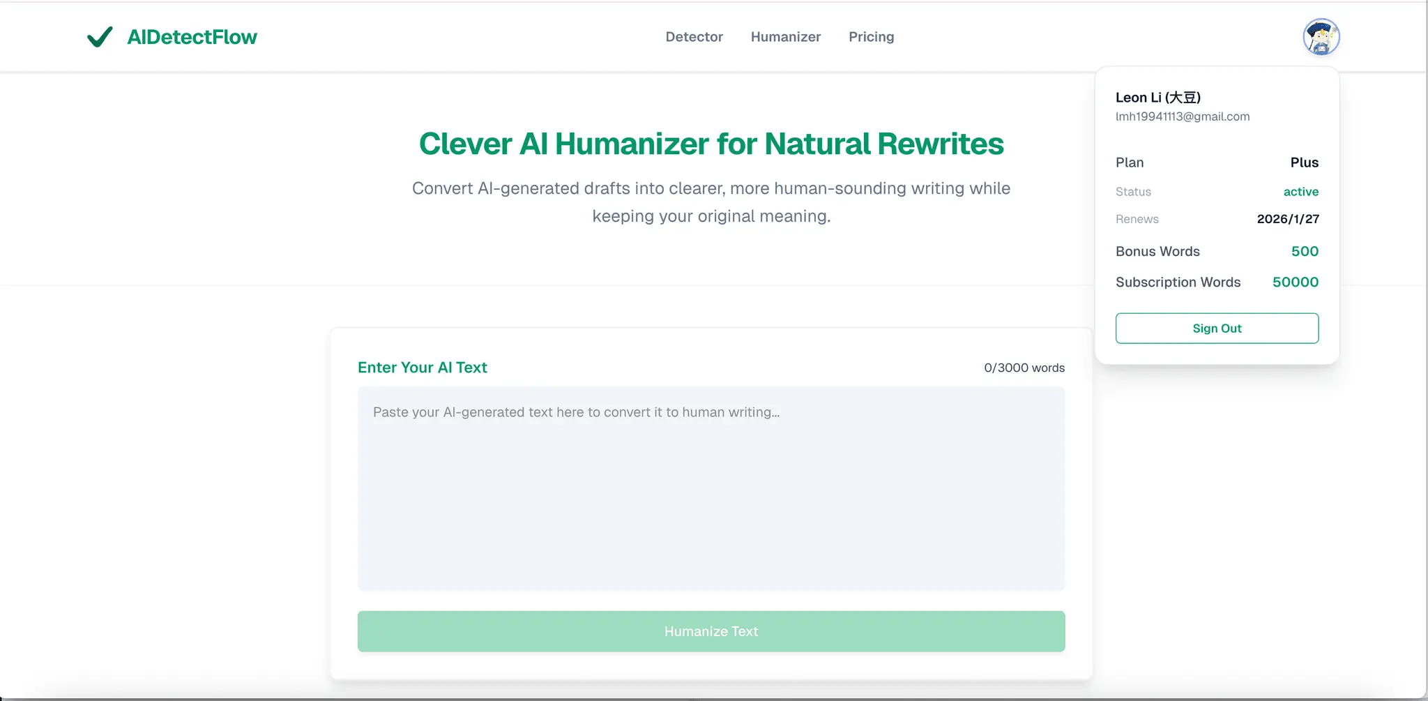 Screenshot 2 of AIDetectFlow – AI Detector & Humanizer