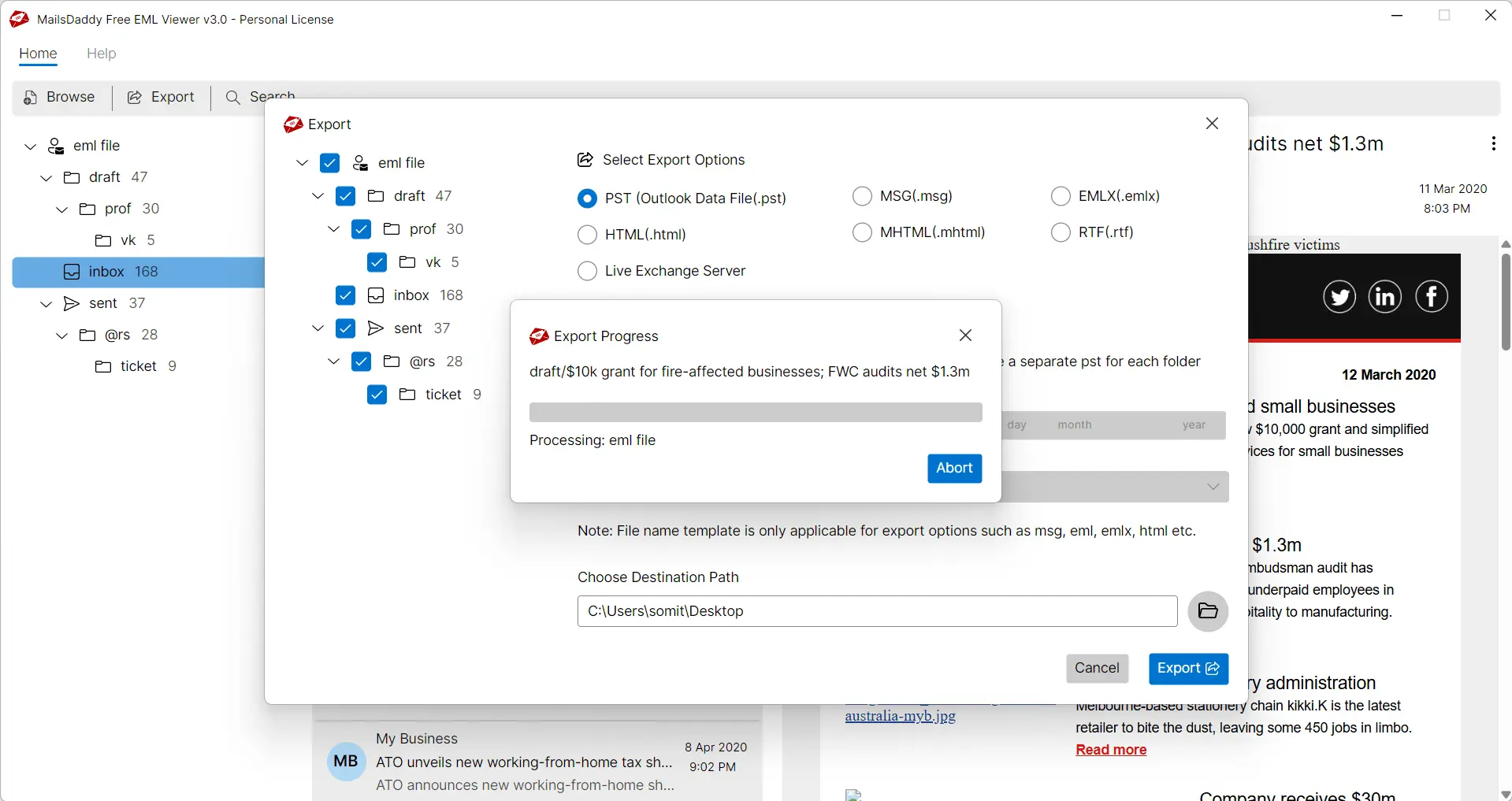 Screenshot 1 of Free EML Viewer Tool
