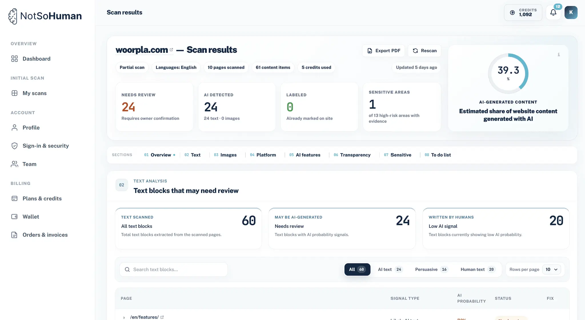 Screenshot 3 of EU AI Act Website Scanner
