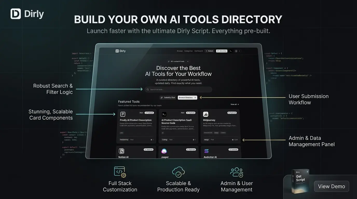 Screenshot 1 of Dirly — AI Tools Directory SaaS Script