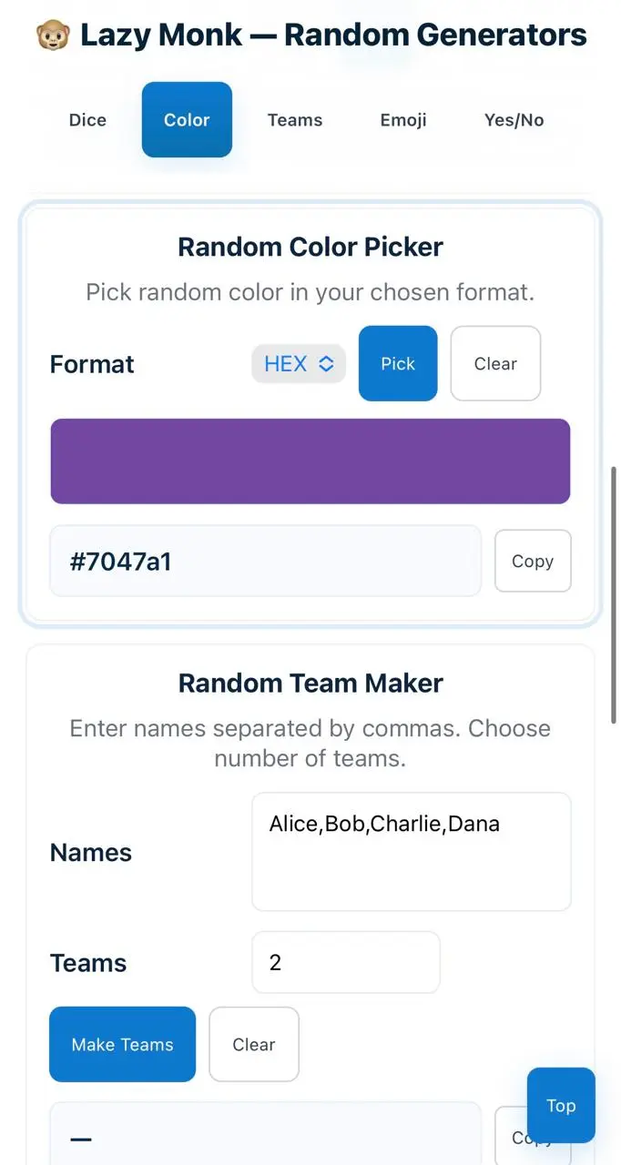 Screenshot 2 of Lazy Monk — Random Generators