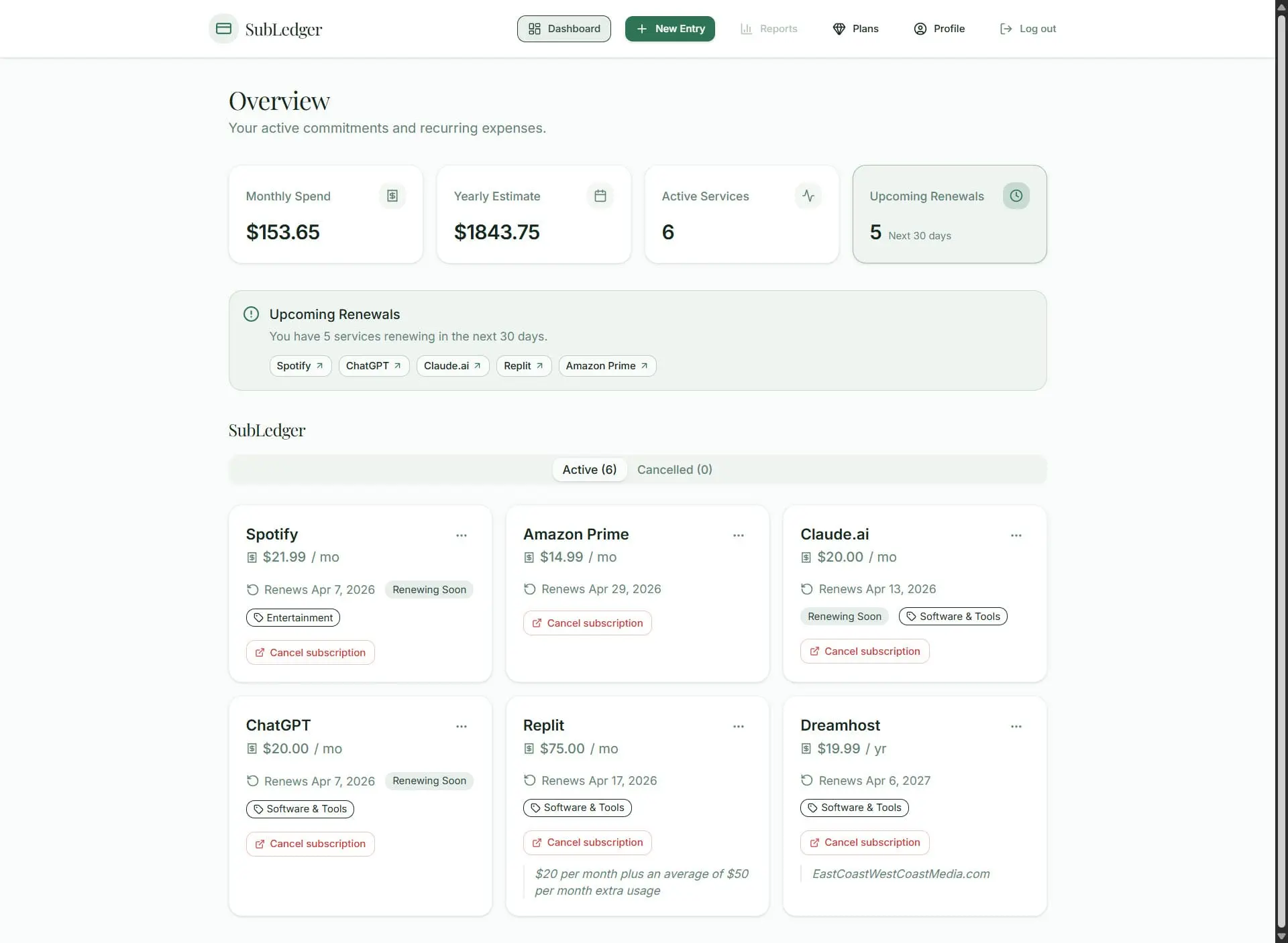 Screenshot 1 of SubLedger