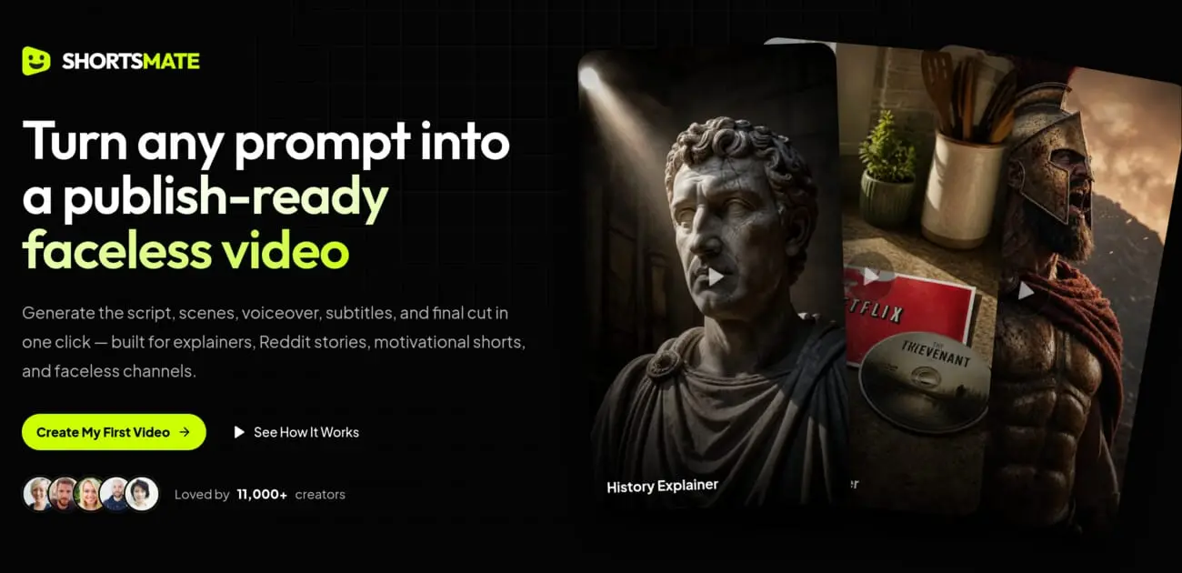 Screenshot 1 of ShortsMate AI - Faceless Video Maker