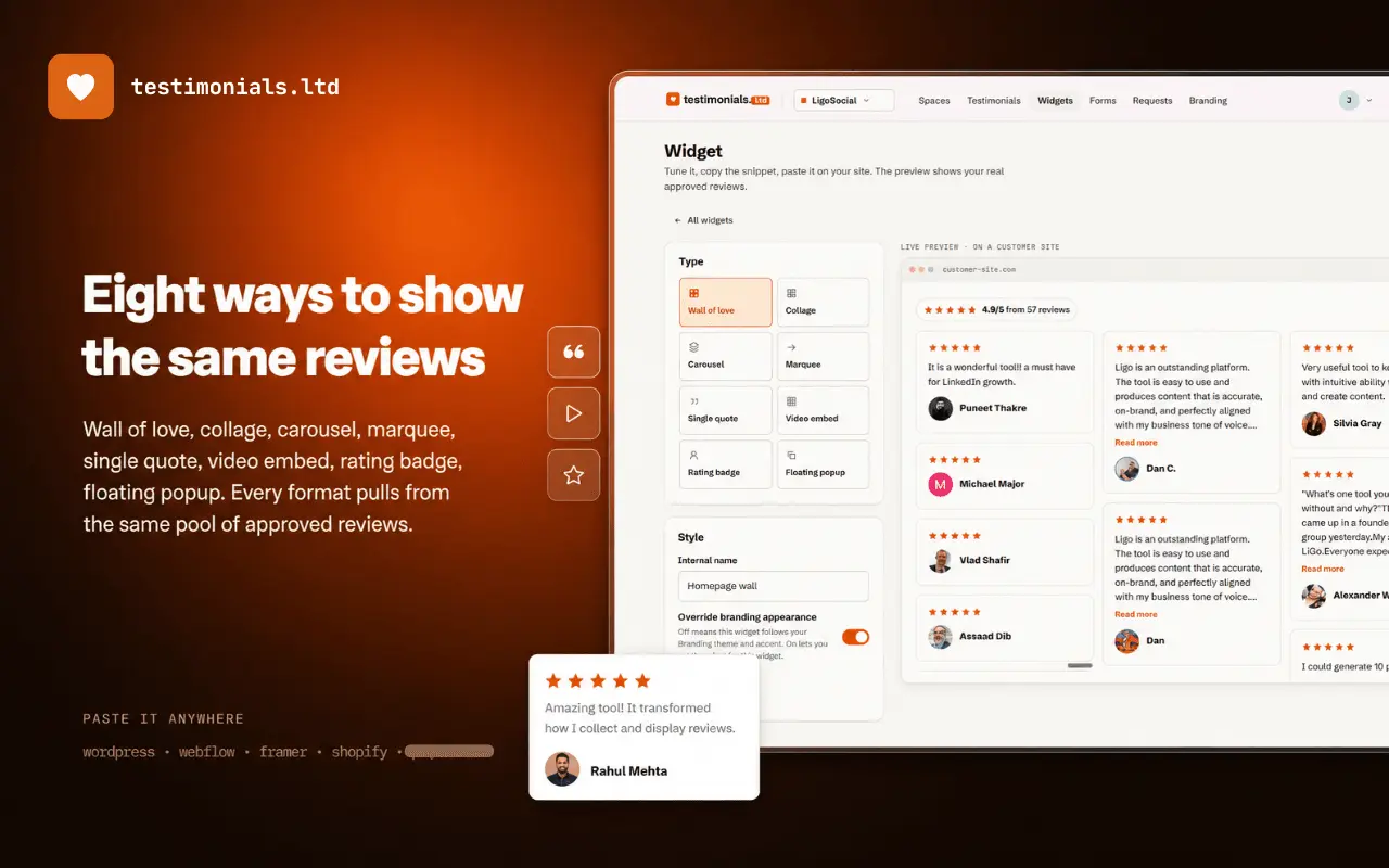 Screenshot 2 of testimonials.ltd
