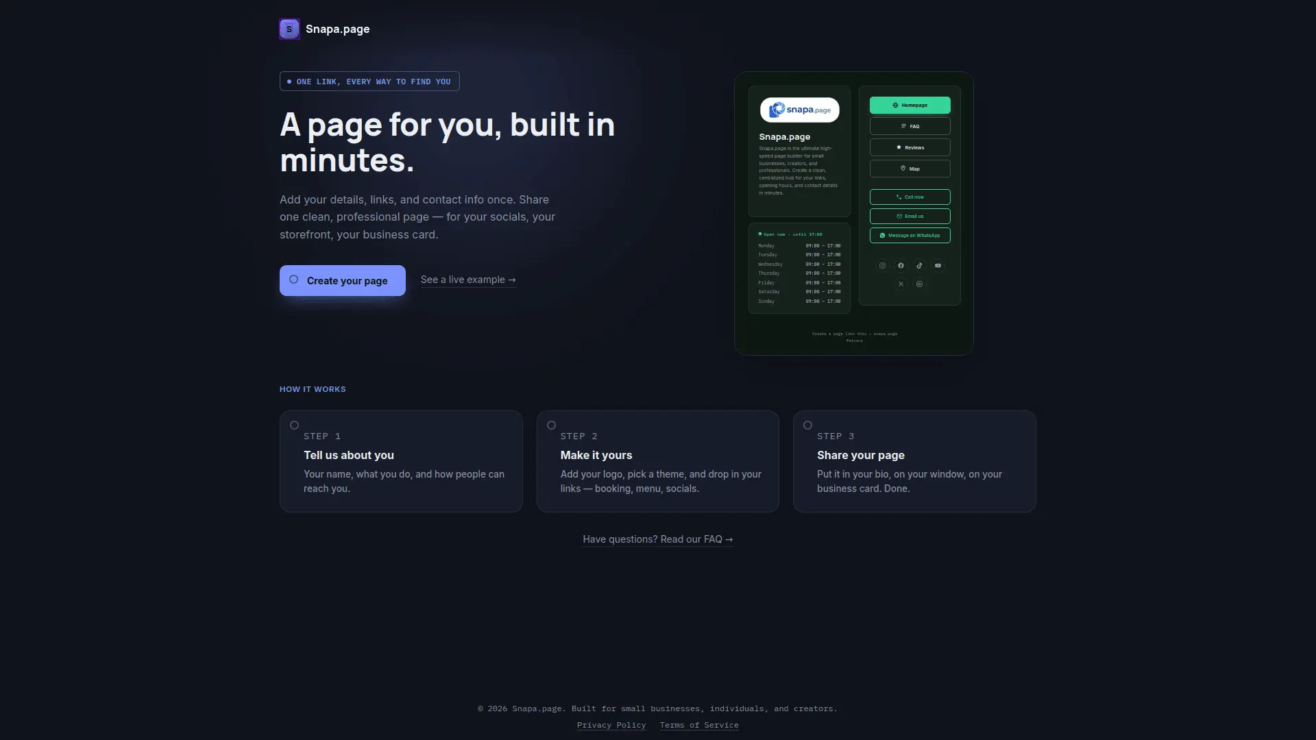 Screenshot 1 of Snapa.page