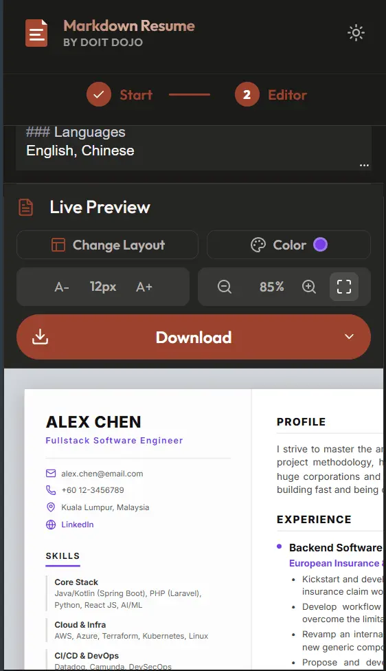 Screenshot 5 of Markdown Resume Builder