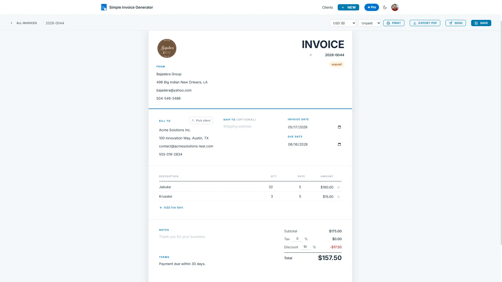 Screenshot 2 of Simple Invoice Generator