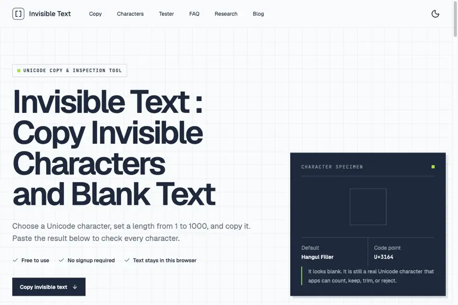 Screenshot 1 of Invisible Text