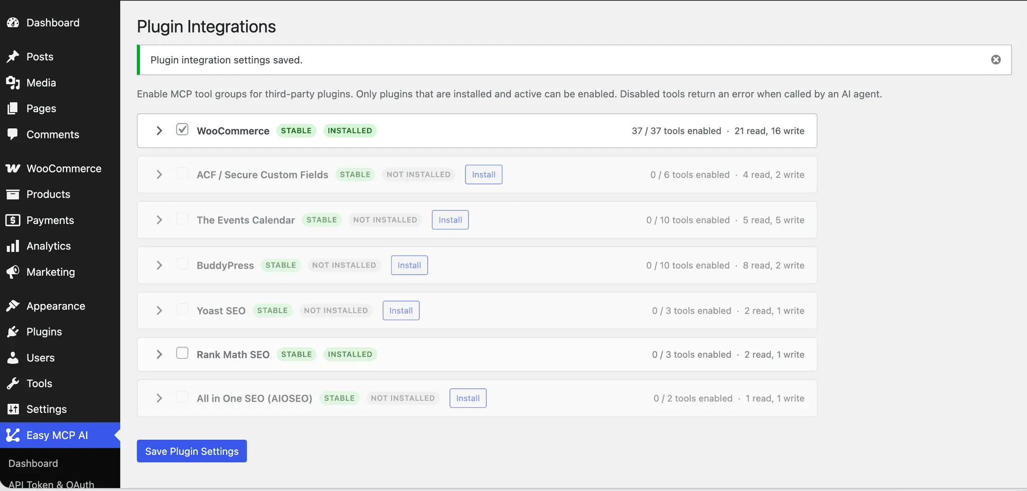 Screenshot 4 of Easy MCP AI - WordPress MCP Plugin