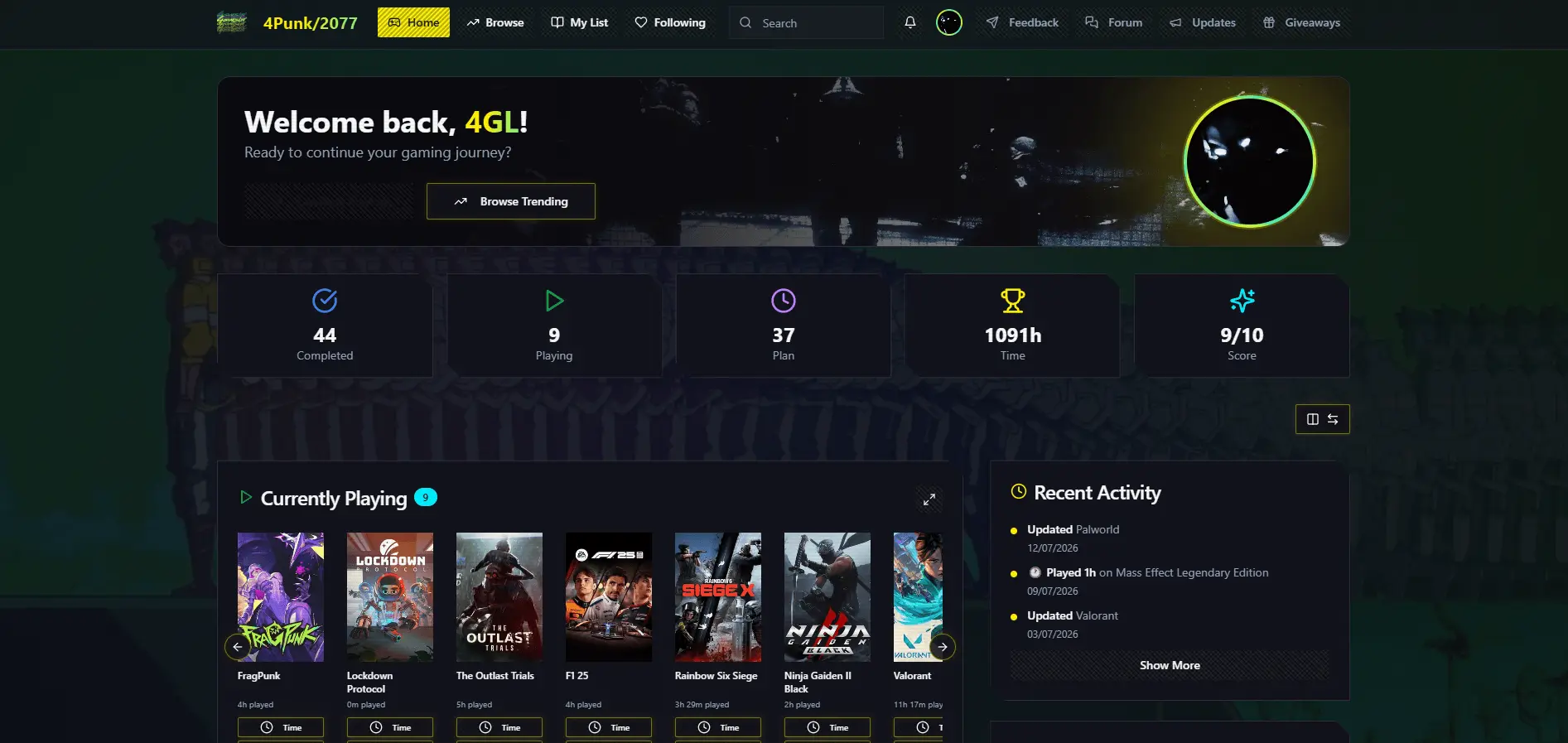 Screenshot 1 of 4GamesList