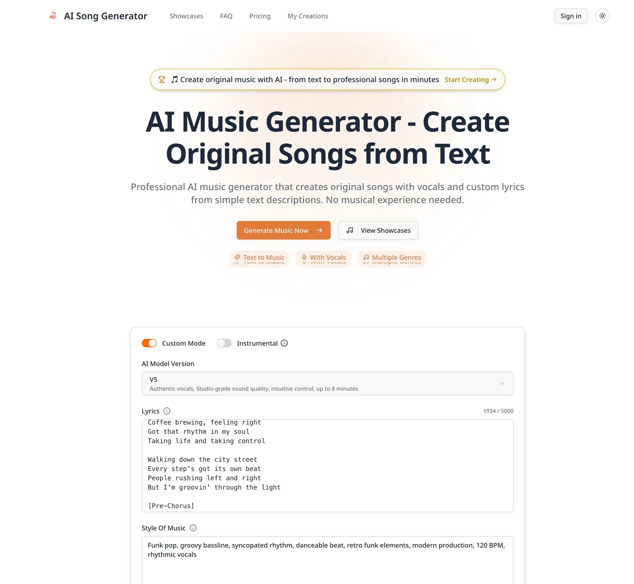 Screenshot 1 of AI Song Generator