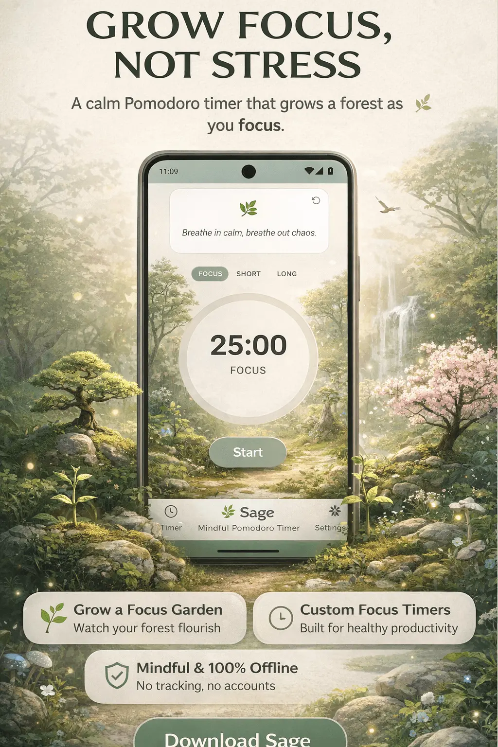 Screenshot 2 of Sage - Pomodoro Focus Timer