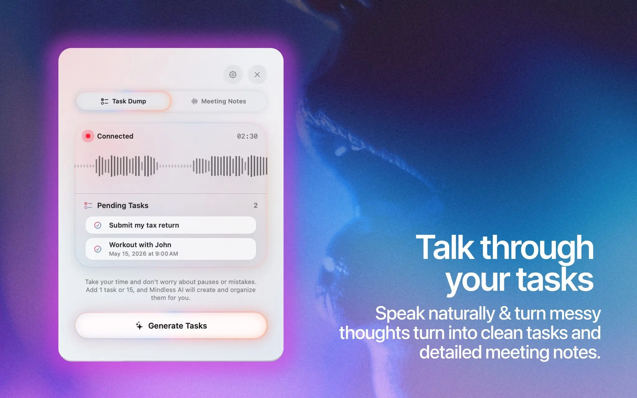Screenshot 4 of Mindless: Voice Tasks & Meeting Notes