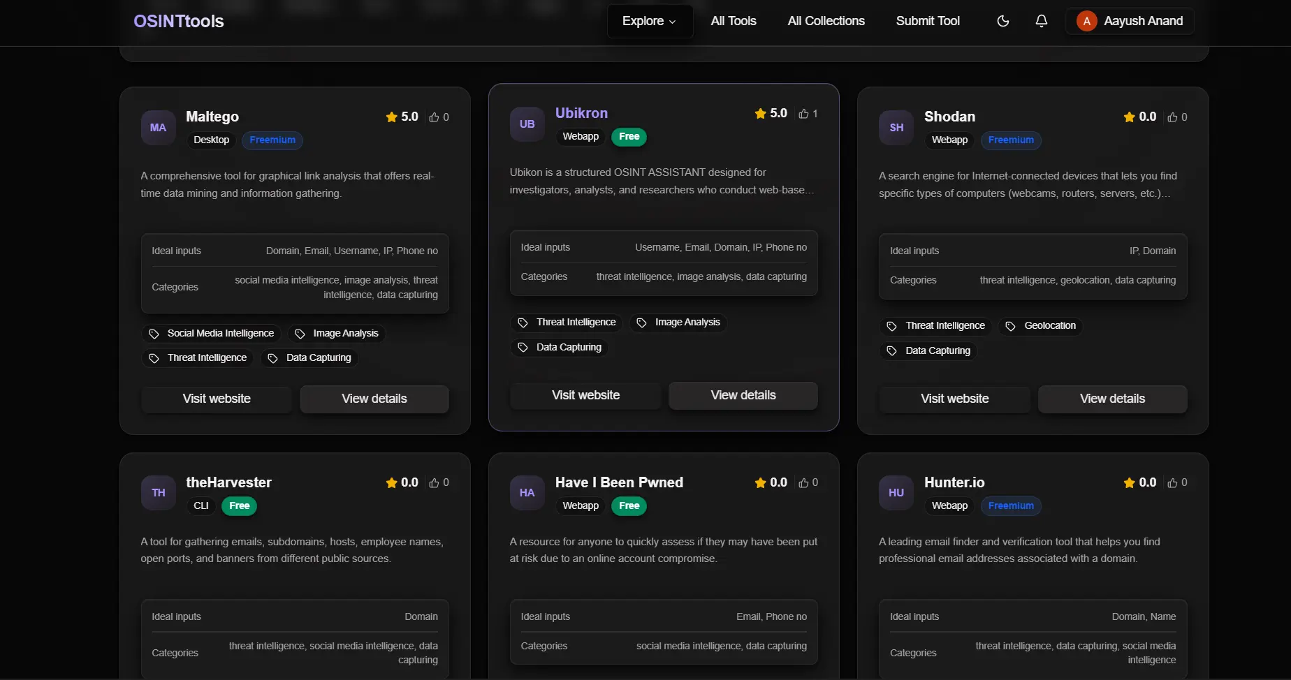 Screenshot 1 of OSINTTools.io