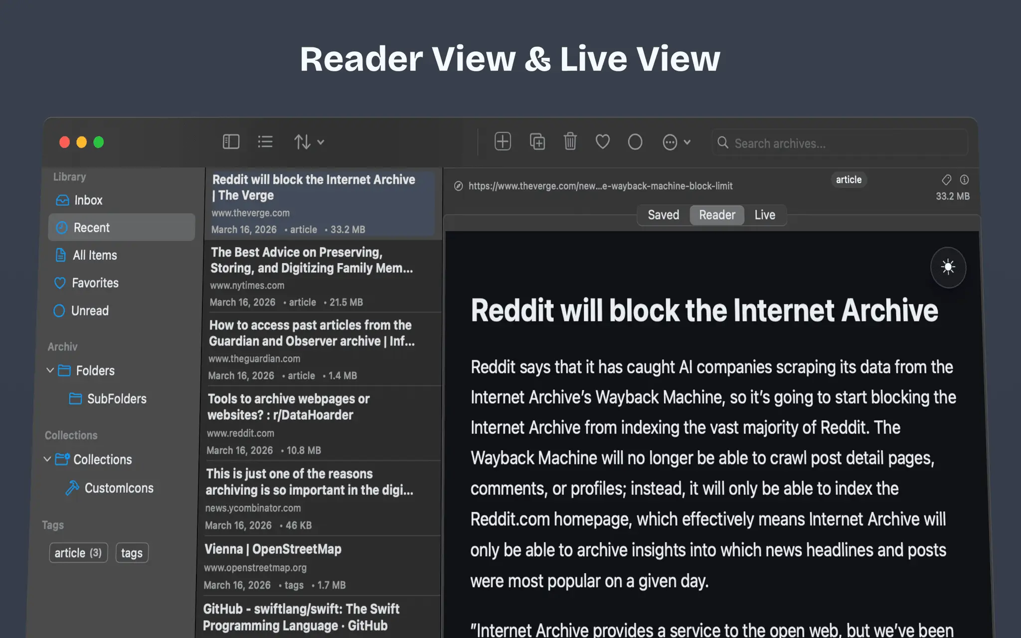 Screenshot 1 of WebsiteArchiver