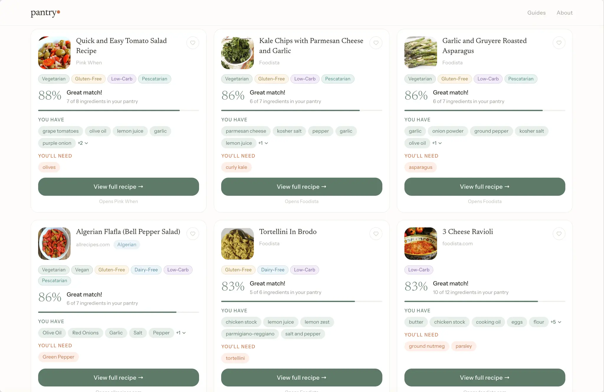 Screenshot 1 of Pantry Recipe Finder
