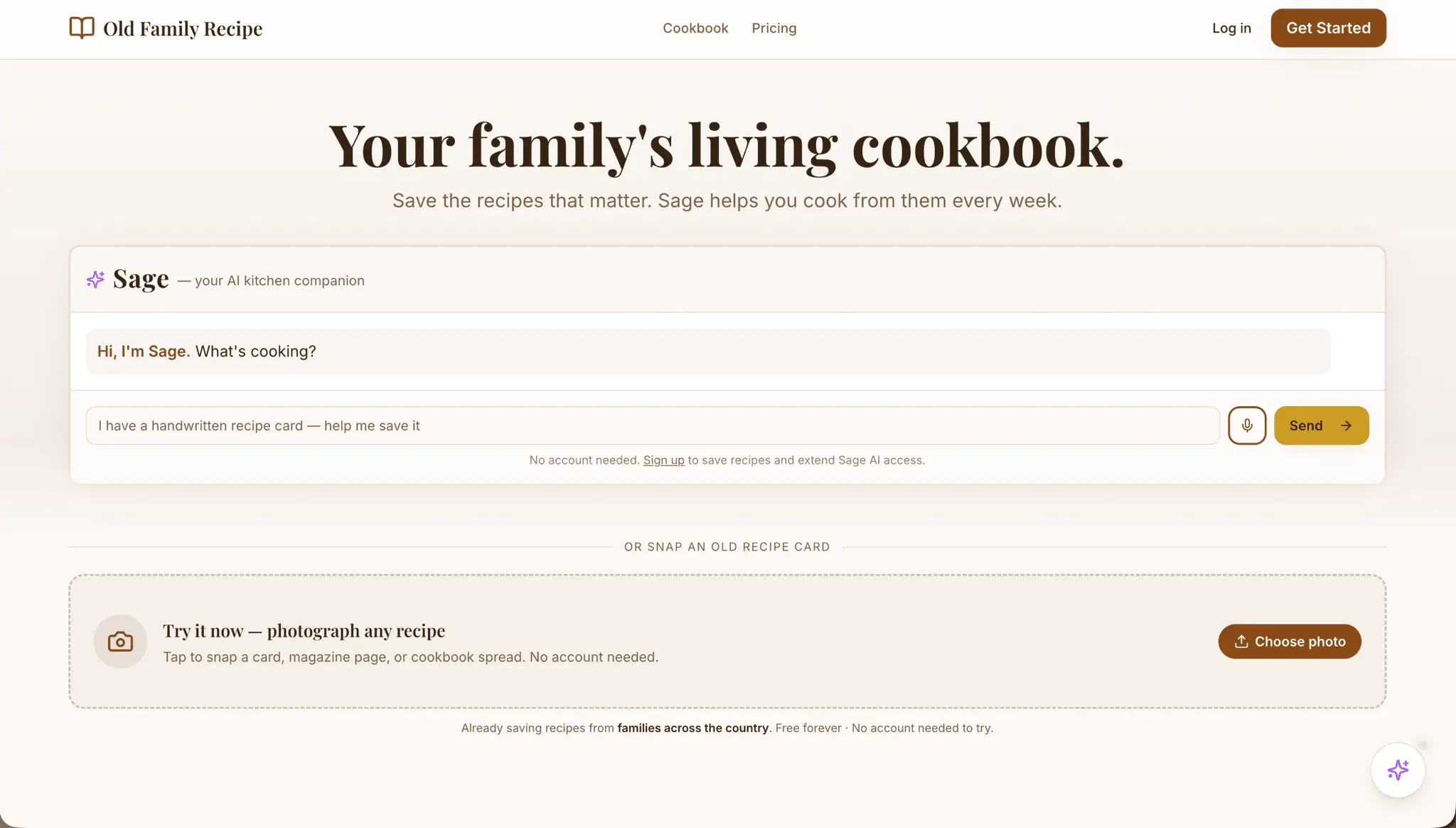 Screenshot 1 of Old Family Recipe — AI Cookbook 