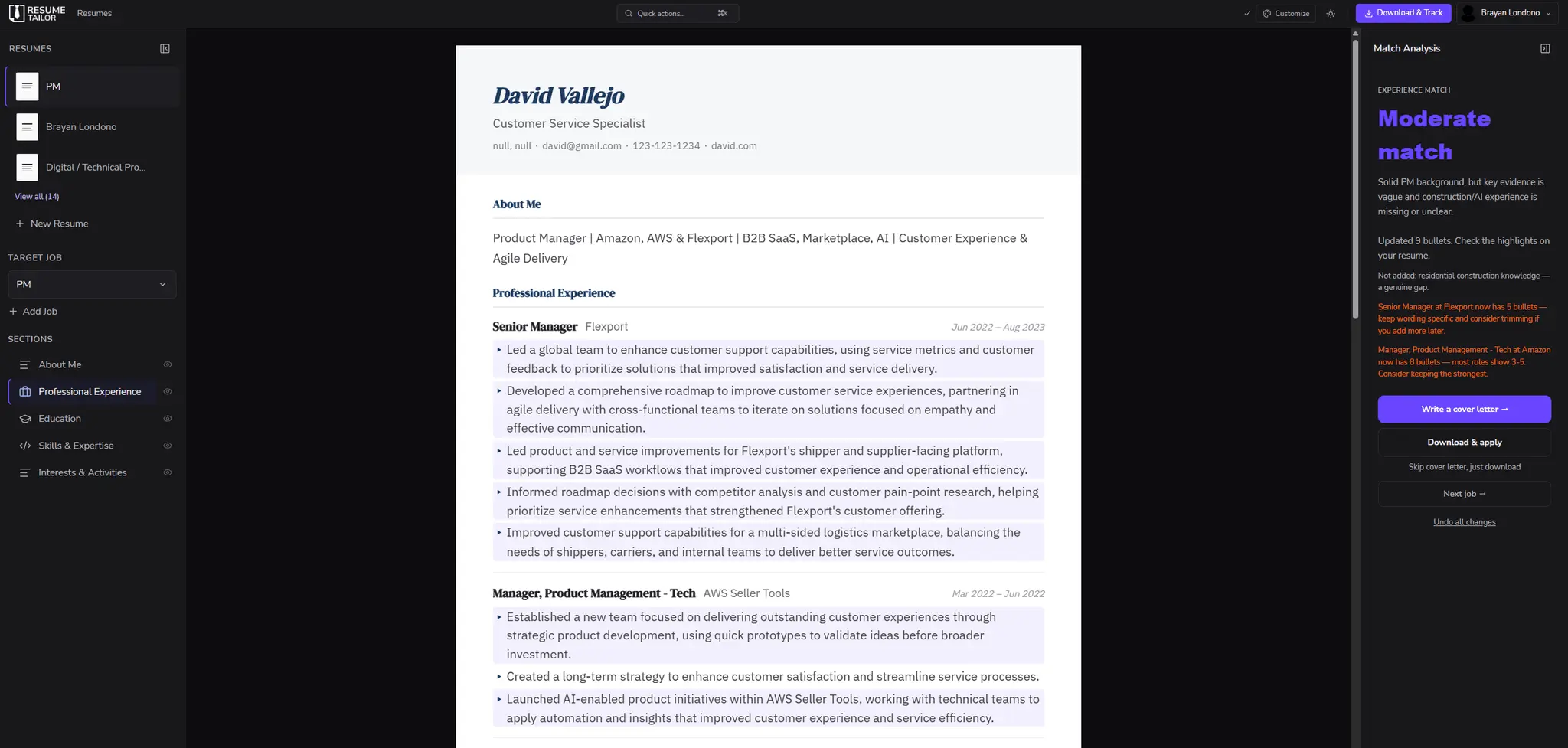 Screenshot 1 of Resume Tailor