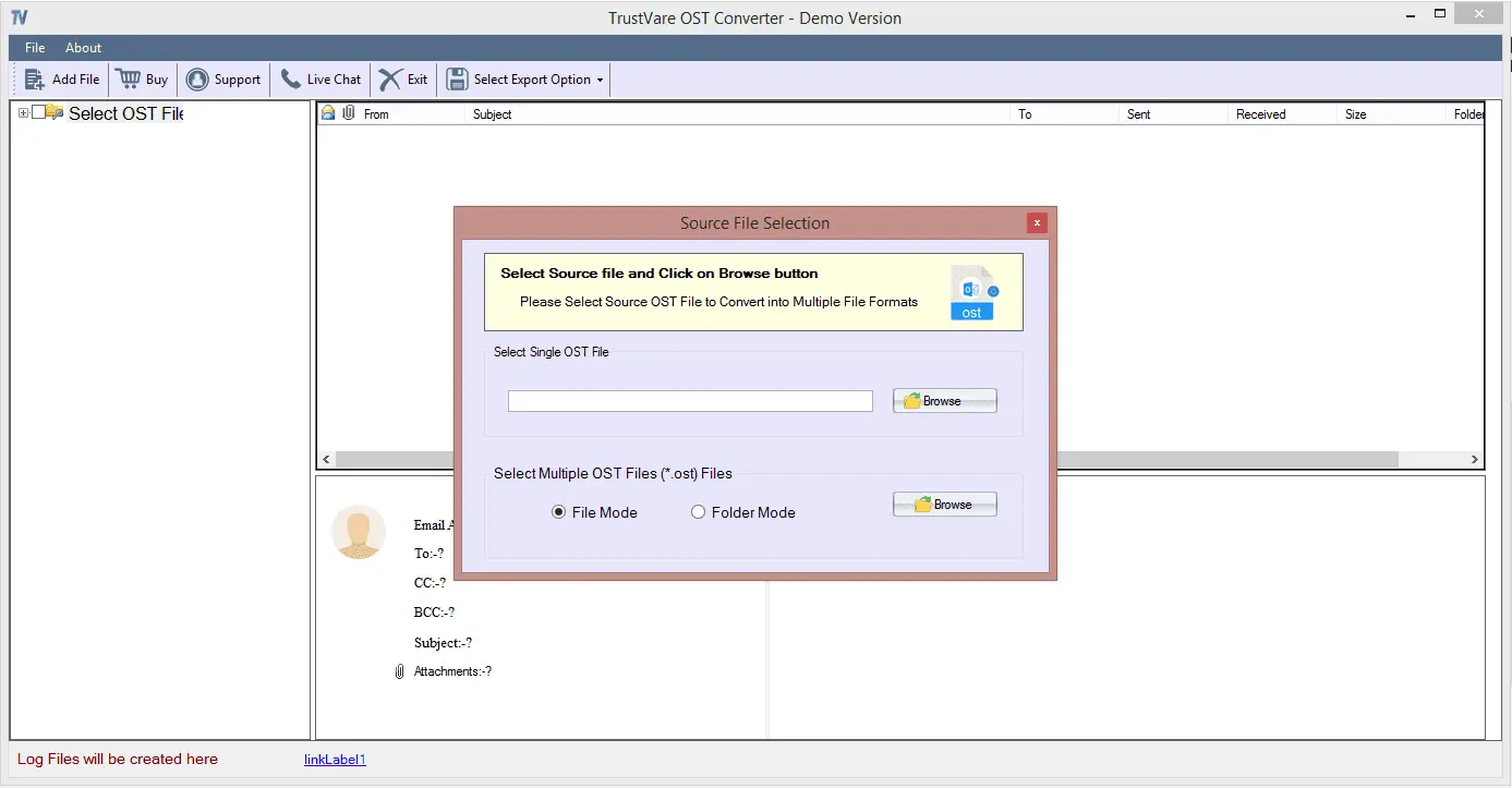 Screenshot 1 of TrustVare OST to PST Converter