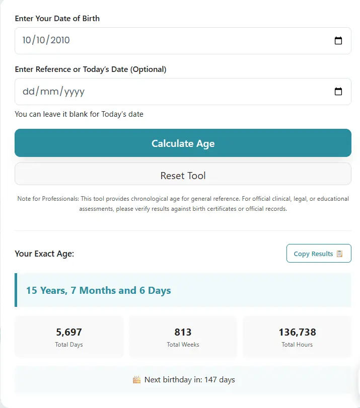 Screenshot 3 of Chrono Age Calculator