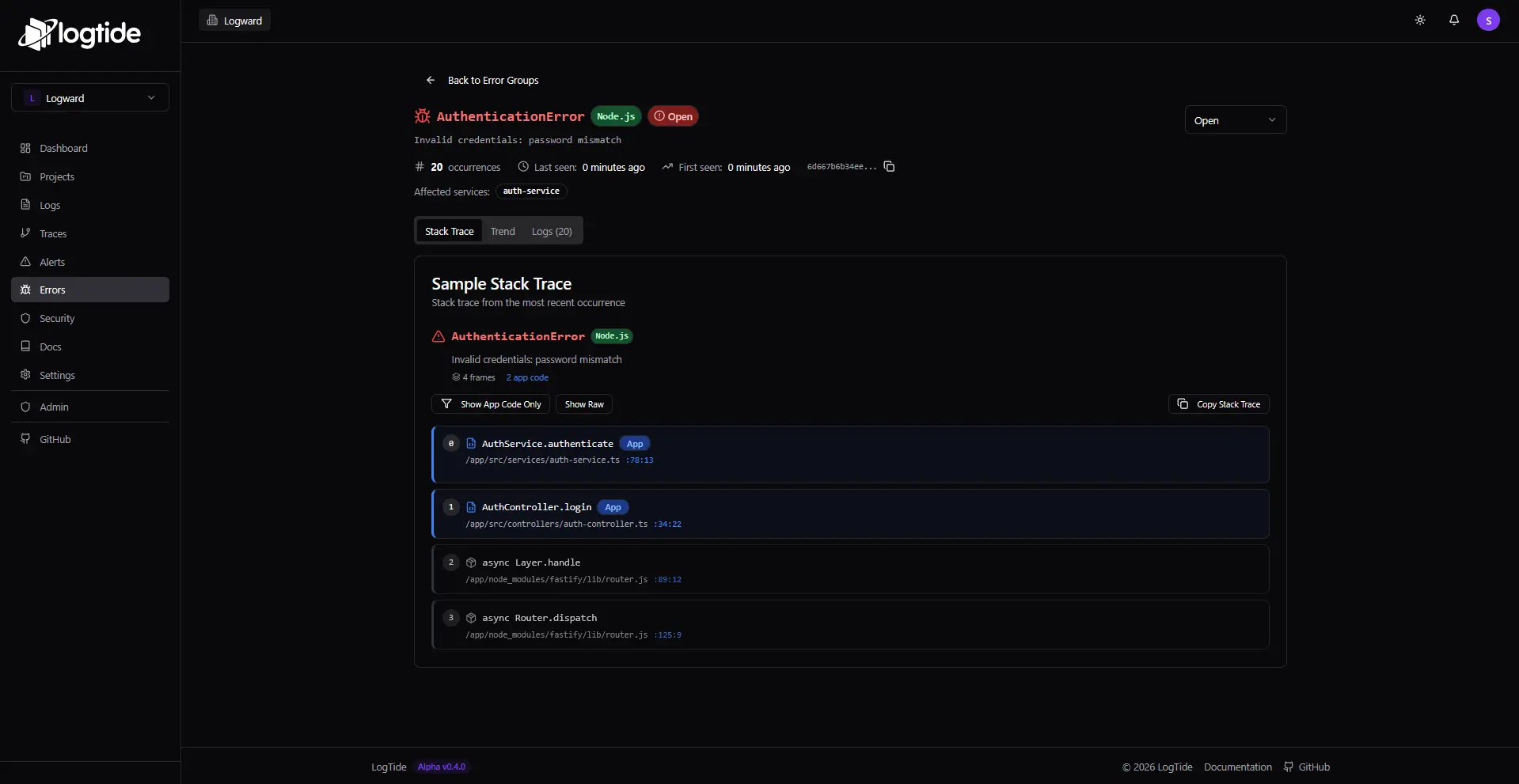 Screenshot 7 of LogTide