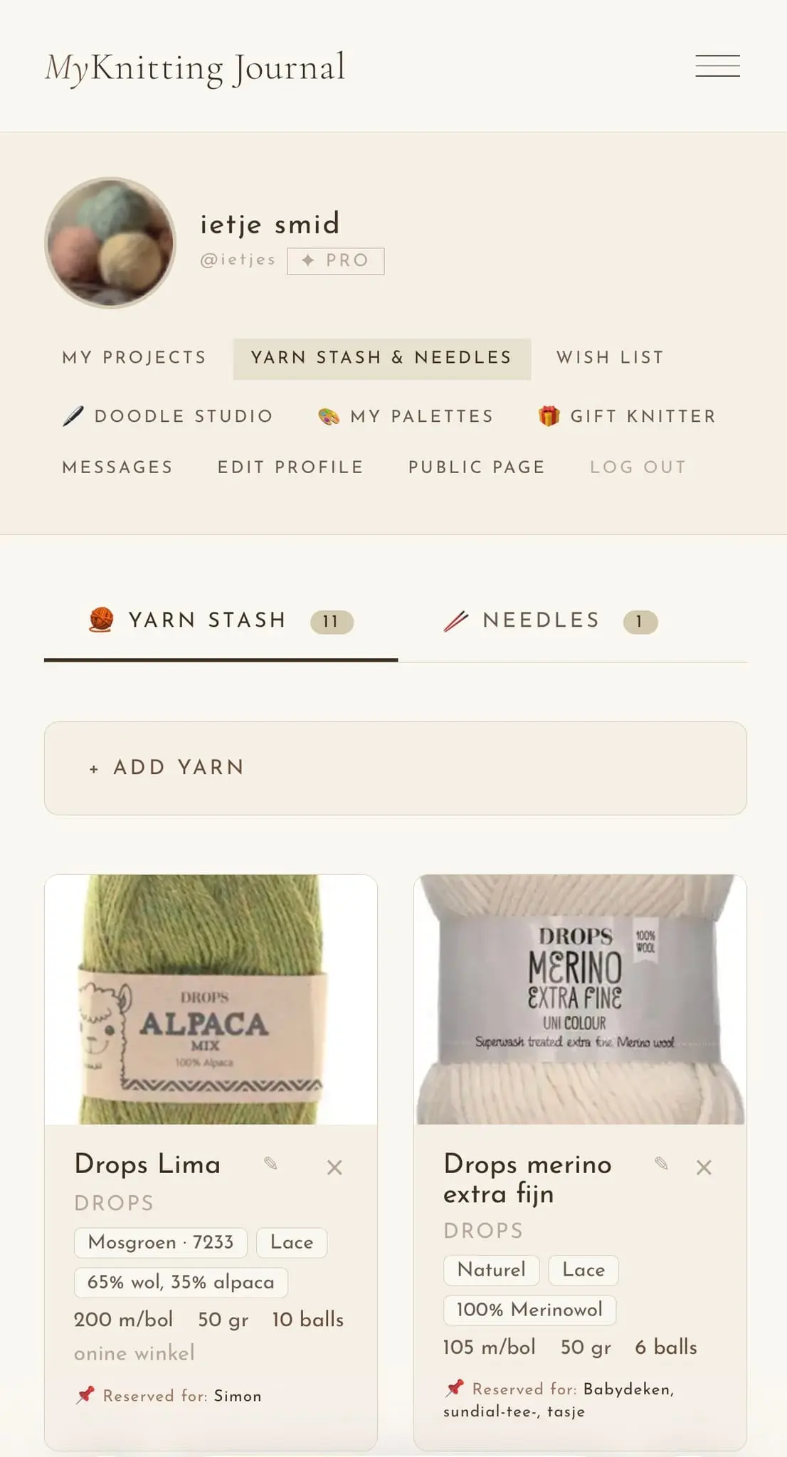 Screenshot 3 of yourknittingjournal.com