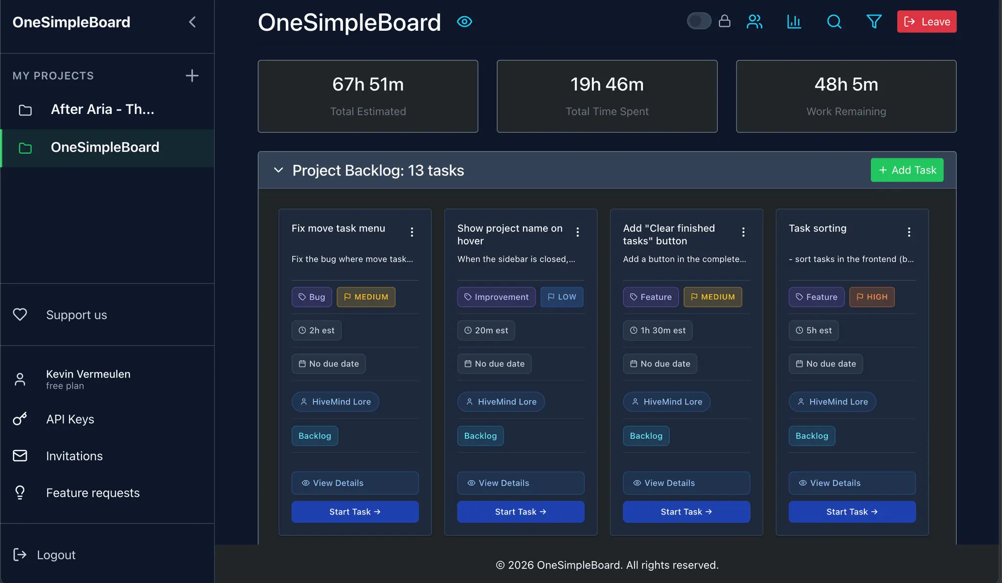 Screenshot 1 of OneSimpleBoard