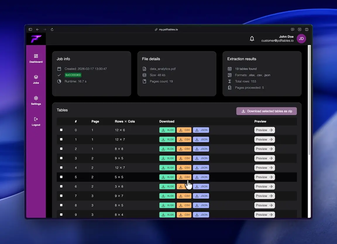 Screenshot 7 of pdftables.io