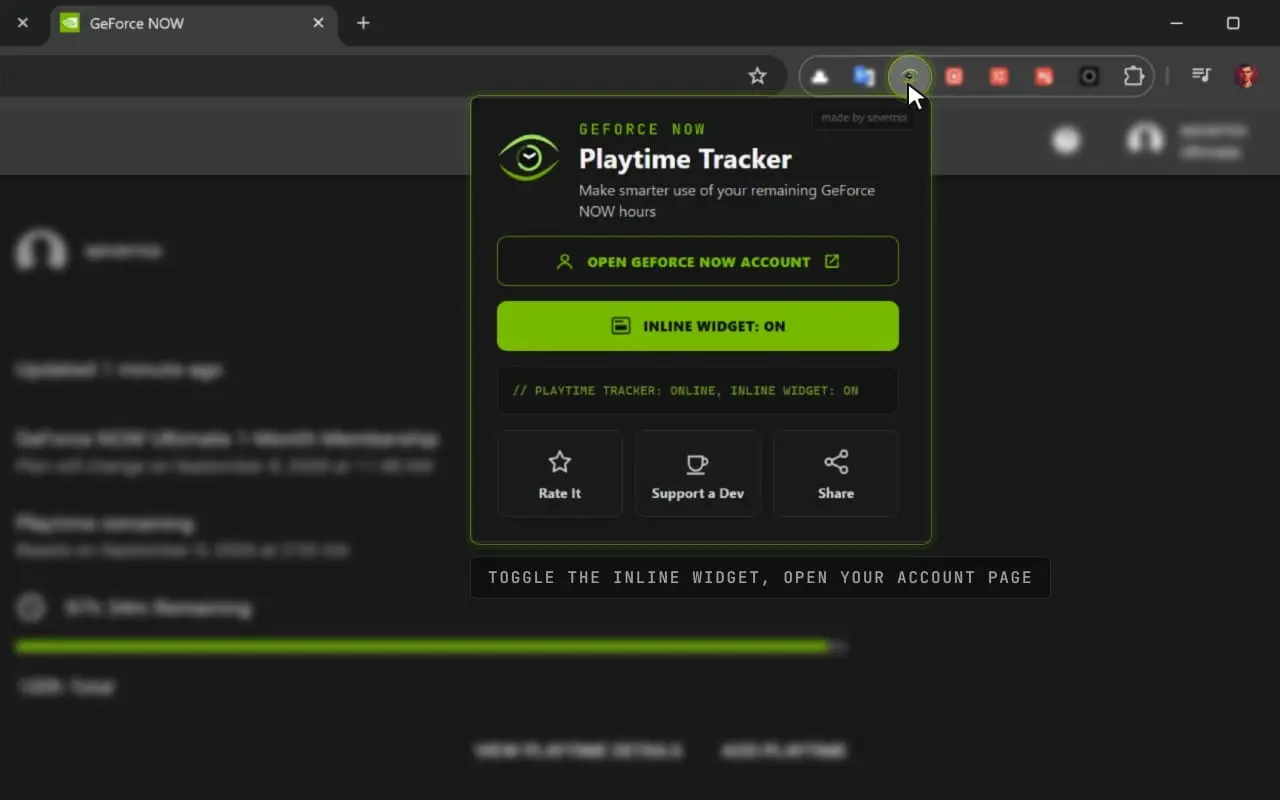 Screenshot 2 of GeForce NOW Playtime Tracker