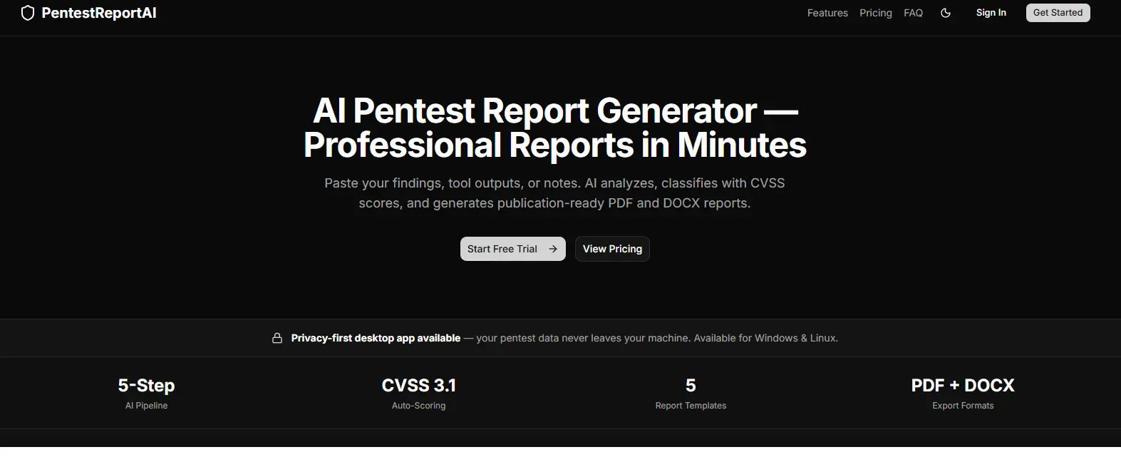 Screenshot 1 of PentestReportAI