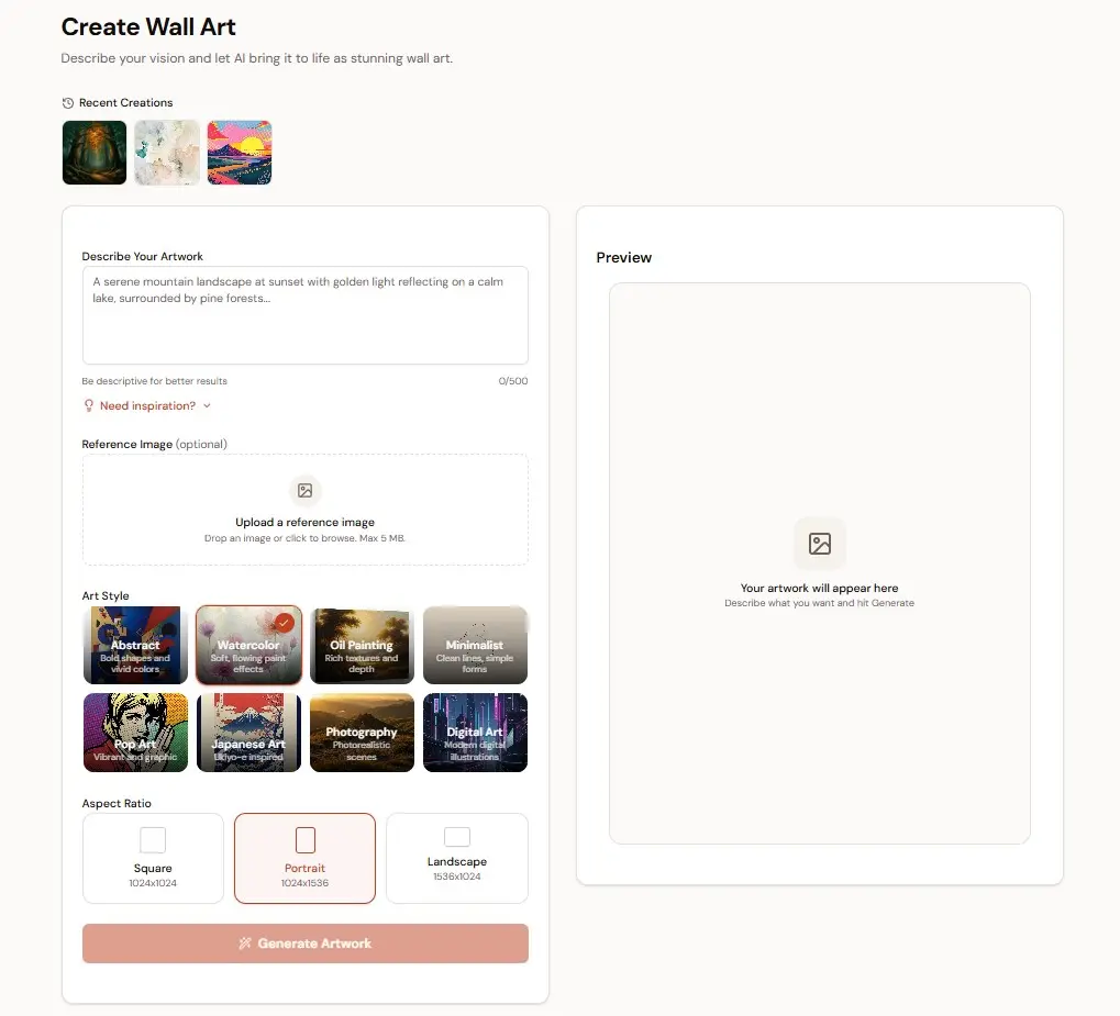 Screenshot 2 of Wallnora - AI Wall Art Creator