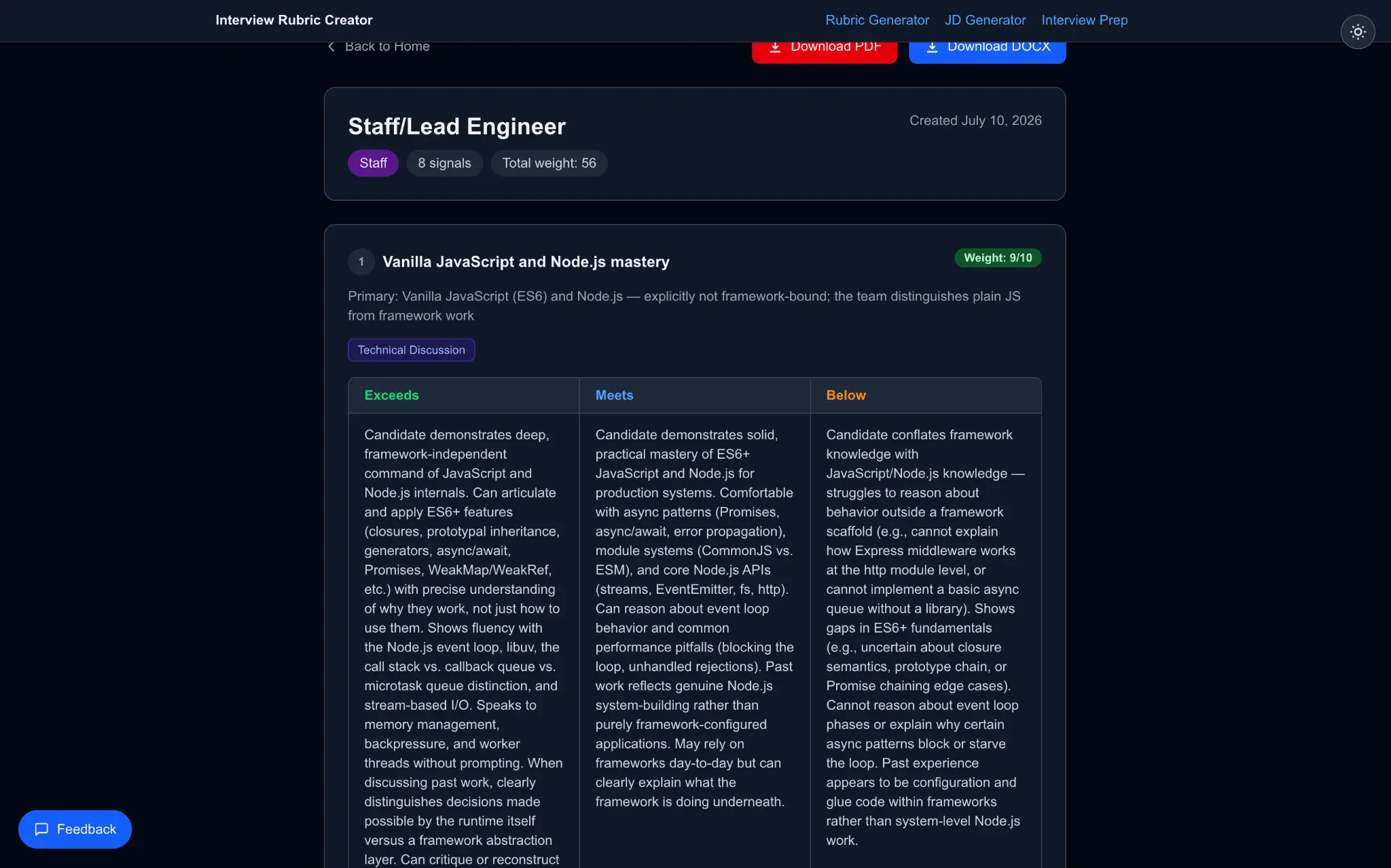 Screenshot 9 of Interview Rubric 