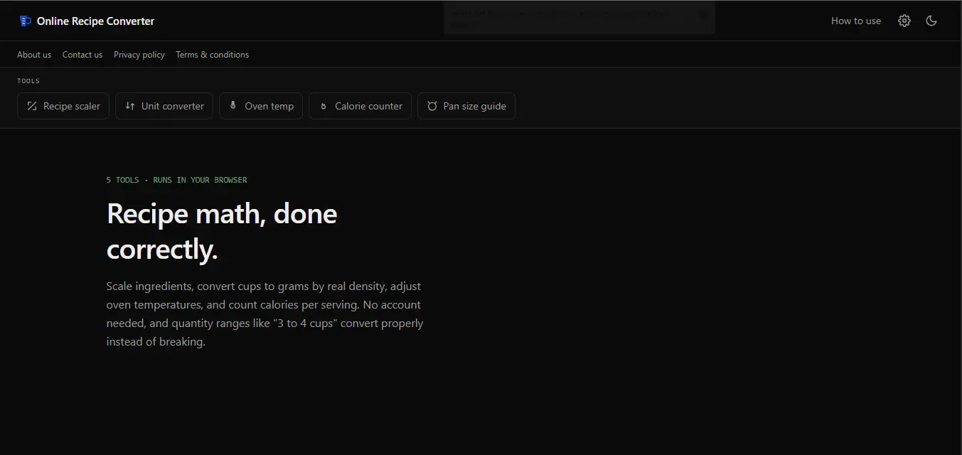 Screenshot 1 of Online Recipe Converter