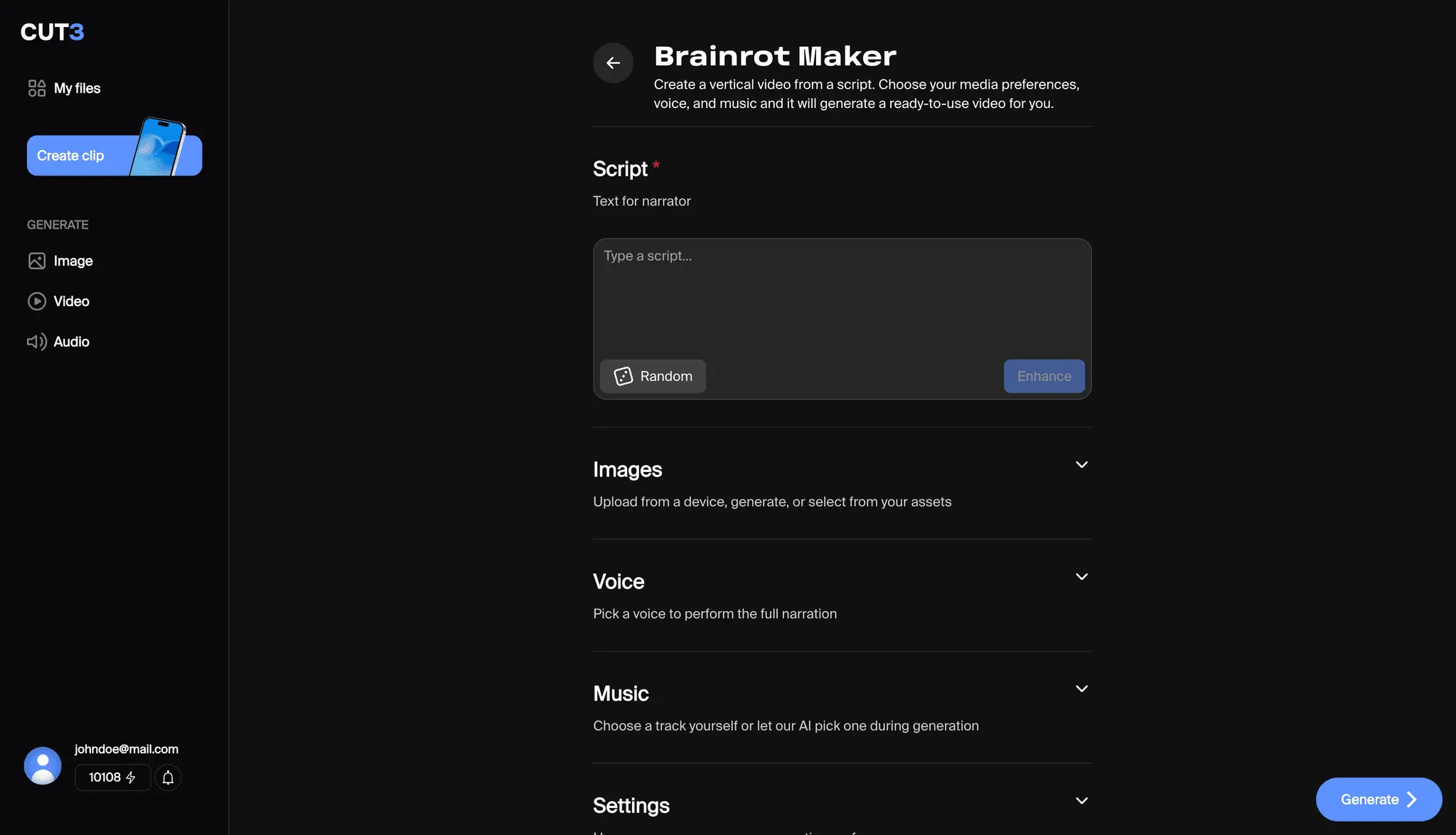 Screenshot 1 of AI Shortform Studio