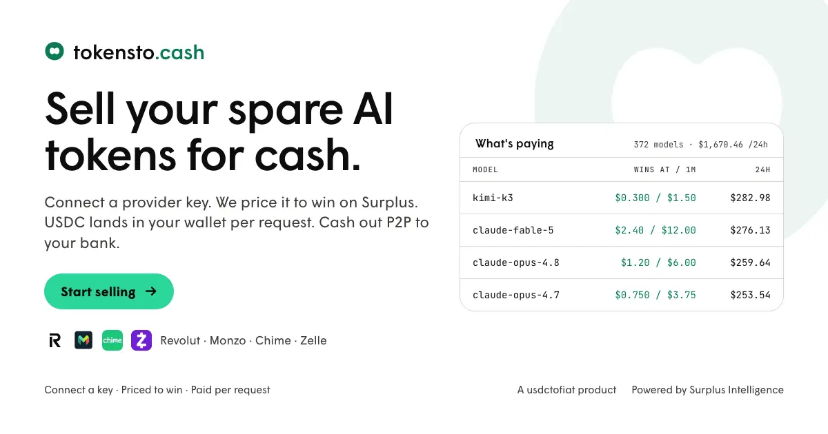 Screenshot 1 of tokensto.cash
