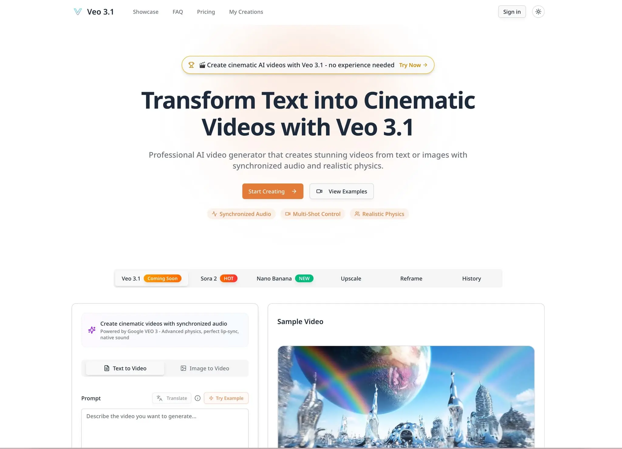 Screenshot 1 of Veo 3.1- Cinematic AI Video Generator