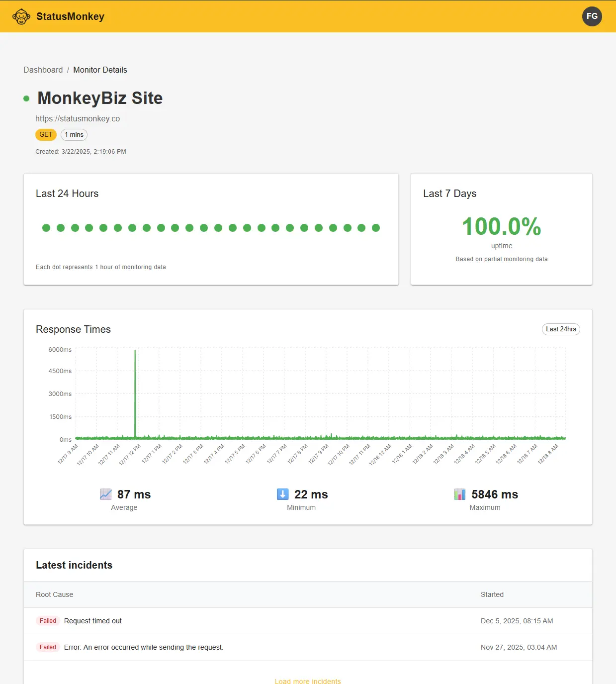 Screenshot 1 of StatusMonkey