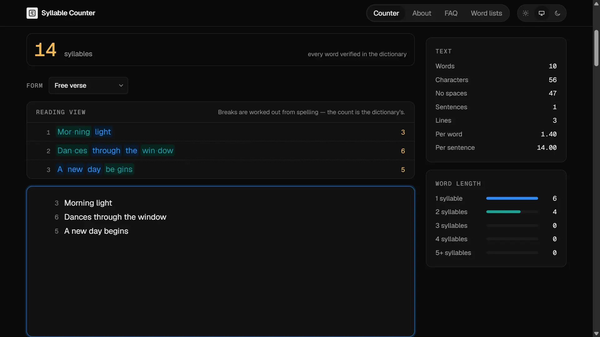 Screenshot 2 of Syllable Counter