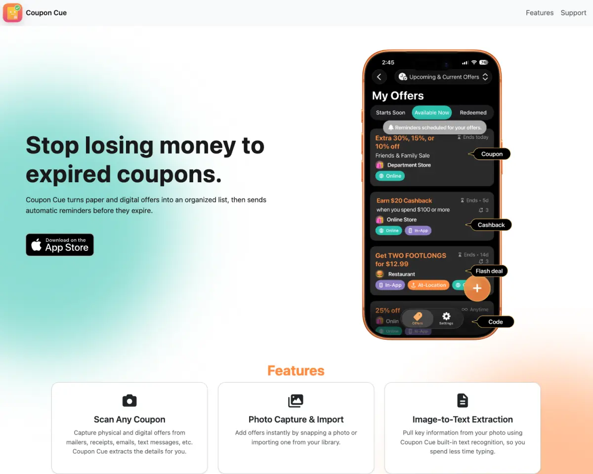 Screenshot 1 of Coupon Cue