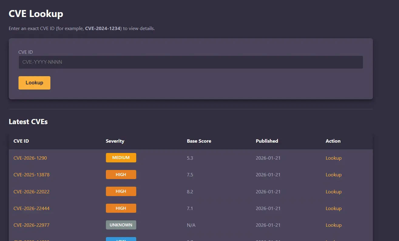 Screenshot 2 of CVE-Alert