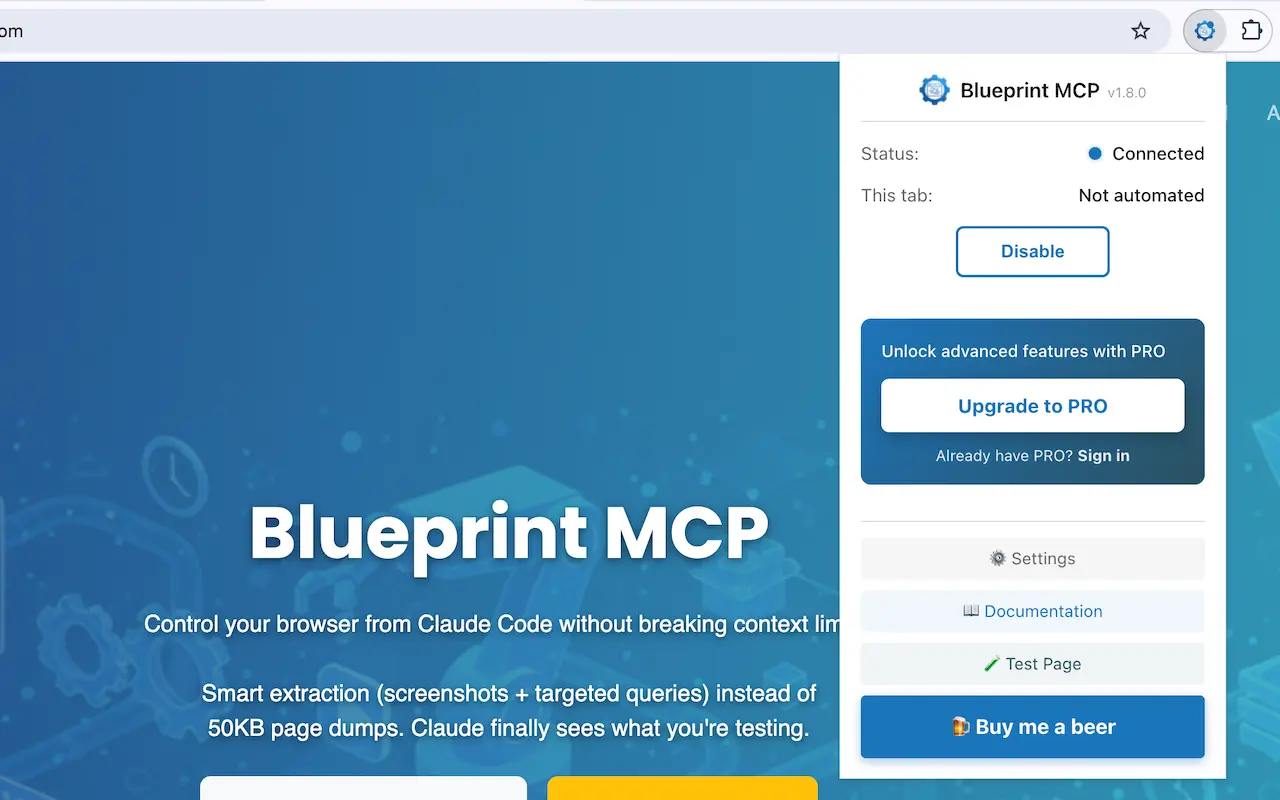 Screenshot 2 of Blueprint MCP for Chrome