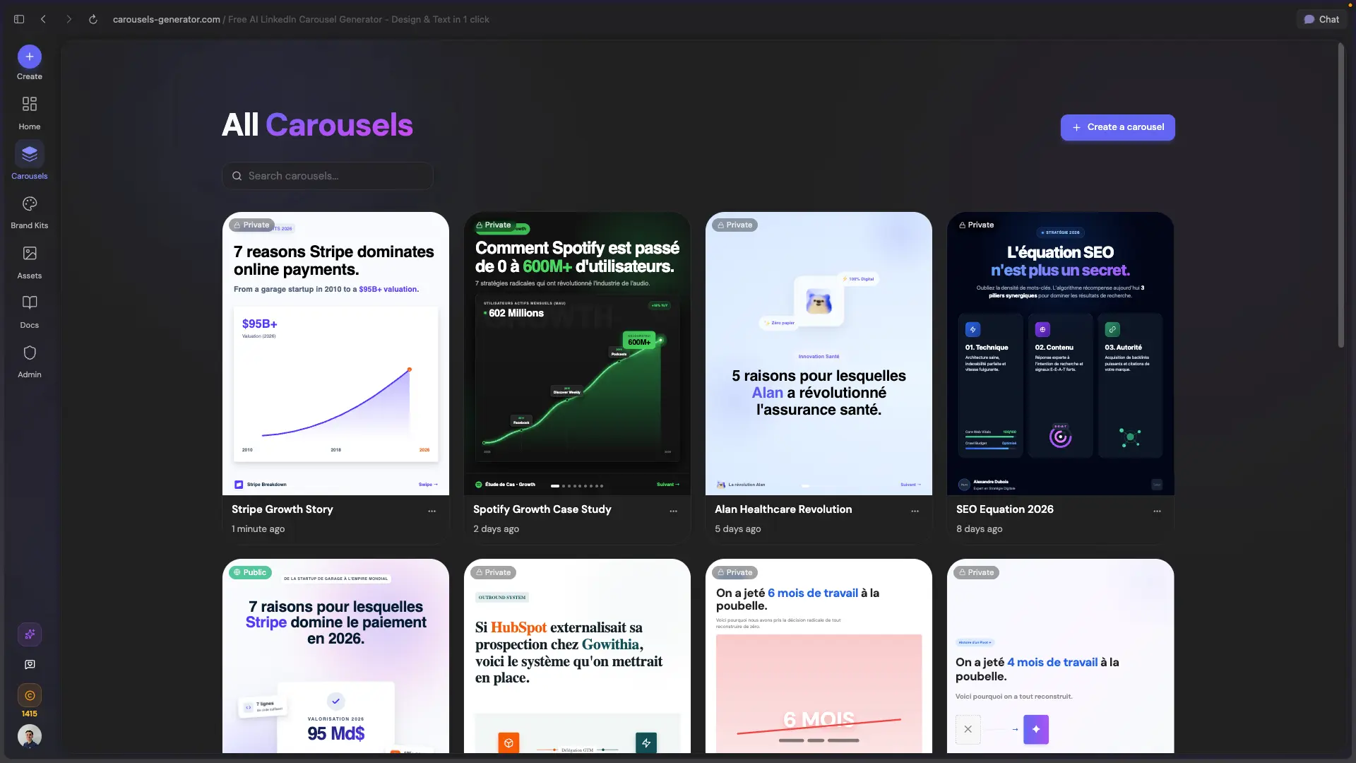 Screenshot 1 of Carousel Generator