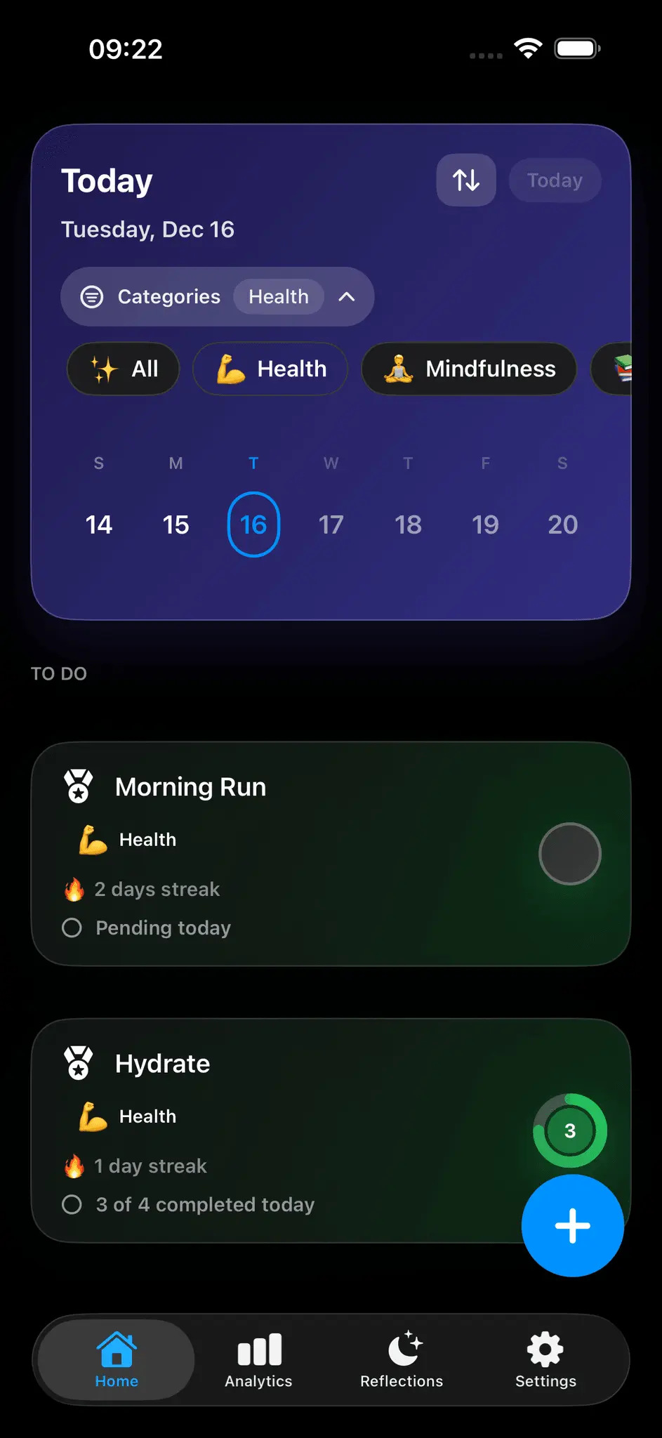 Screenshot 1 of Momentum - Daily Habit Tracker App