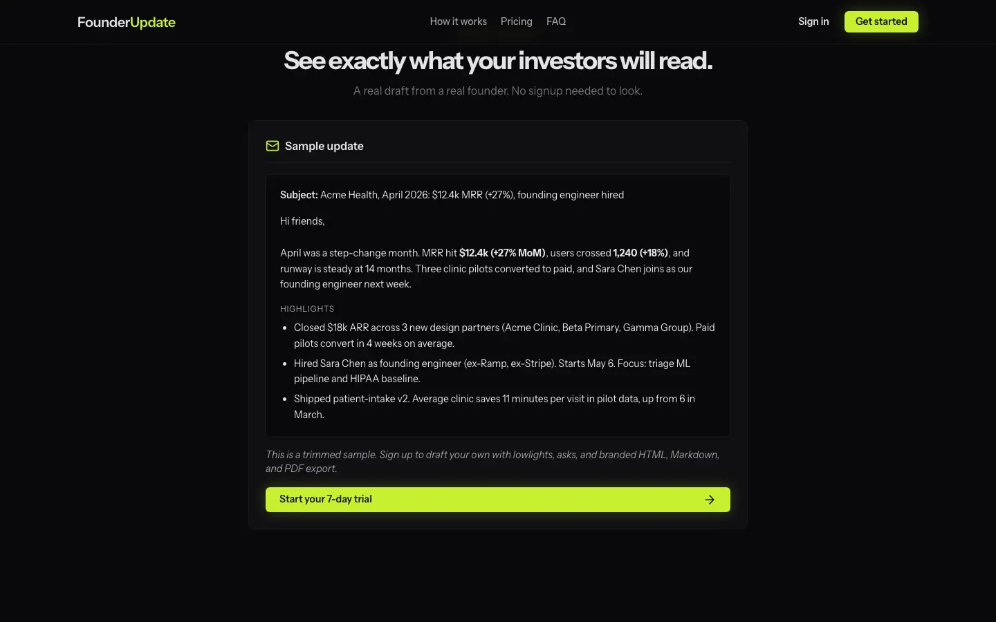 Screenshot 2 of FounderUpdate