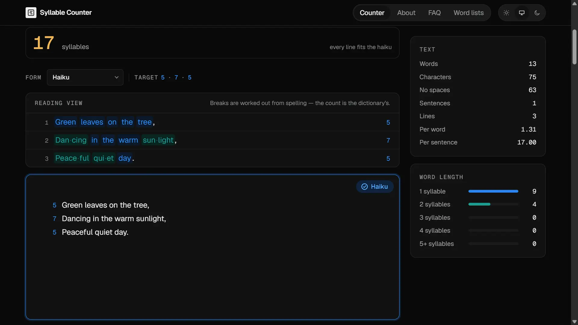 Screenshot 3 of Syllable Counter