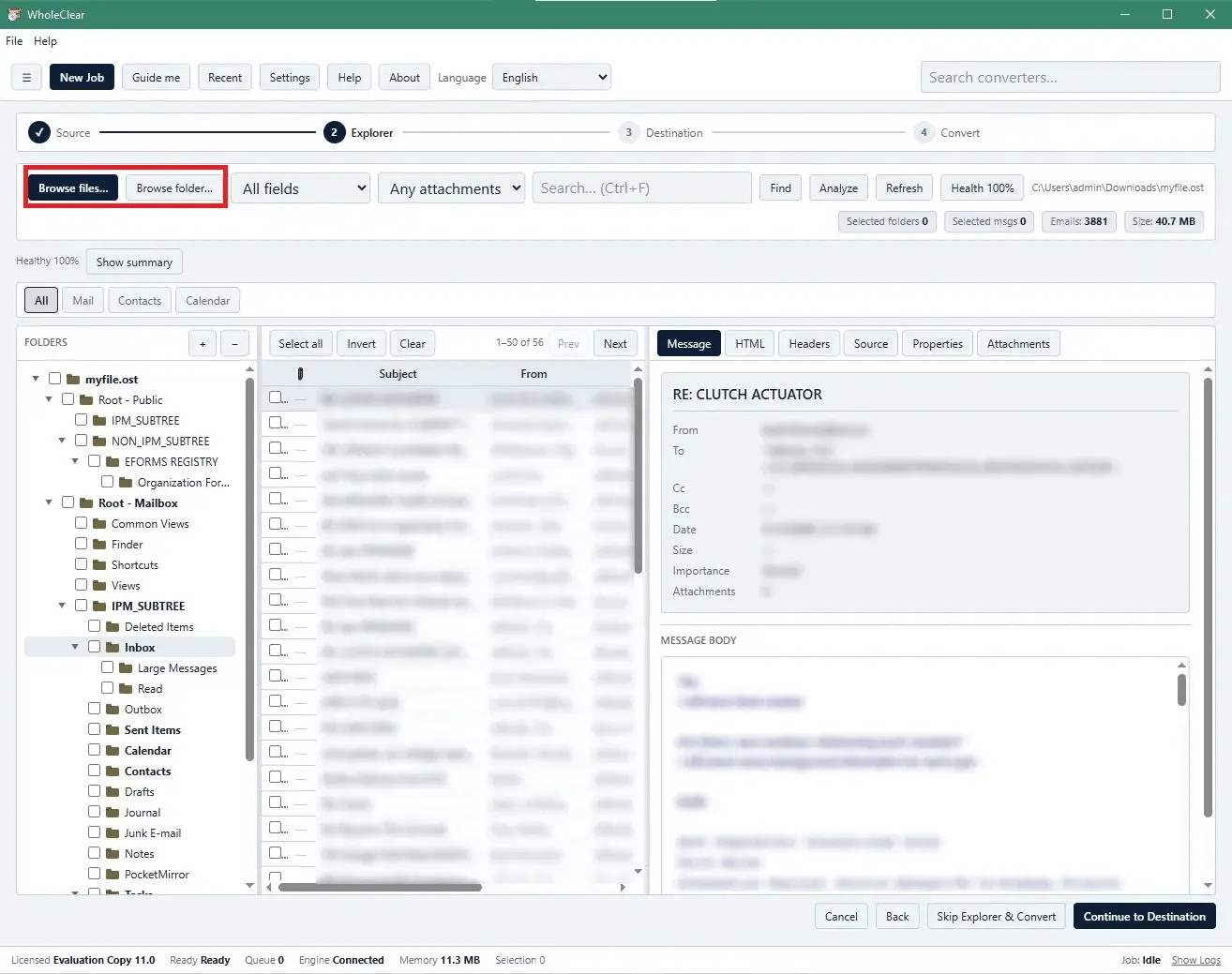 Screenshot 2 of WholeClear OST to MSG Converter